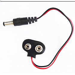 Battery 9V Snap Connector To DC Barrel Jack Adapter