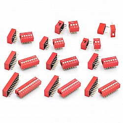 DIP Switch 2.54mm Red 1/2/3/4/5/6/7/8/9/10/12P | Components | Switch