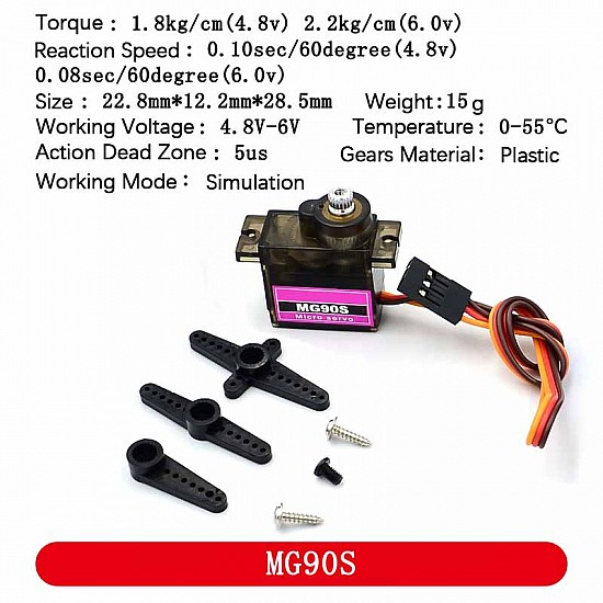 SG90 MG90S 9g Servo Motor For Smart Car | Robots | Gear