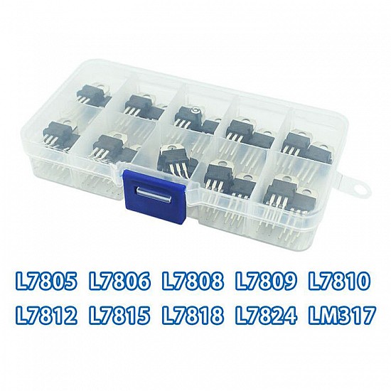 10 Kinds,Each 5pcs L7805/7806/7812/7824/LM317 Three-terminal Regulator Tube Sorting Box Kit | Accessories | Parts Pack