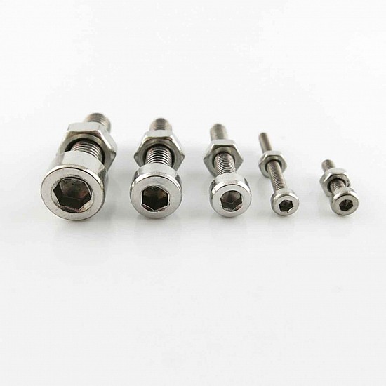 10 Set M2/M3/M4/M5 Stainless Steel Hexagon Socket Screw + Nut | Accessories | DIY Supplies