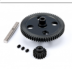 0015 Black Metal Spur Diff Main Motor Pinion Gears Center Reduction Gear 62T+17T  Wltoys 12428
