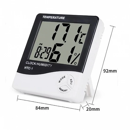 HTC-1 High Precision Large-Screen Electronic Indoor Temperature, Humidity Thermometer and Clock Alarm HTC-1 High Precision Large-Screen Electronic Indoor Temperature, Humidity Thermometer and Clock Alarm