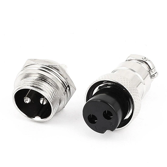 GX16 2-Pin Circular Aviation Socket Plug Male and Female Panel Connector GX16 2-Pin Circular Aviation Socket Plug Male and Female Panel Connector