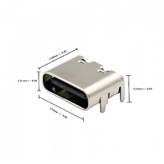 USB3.1 Type-C 6Pin SMD Female Socket Connector with 4 Fixed Feet | Without shrapnel USB3.1 Type-C 6Pin SMD Female Socket Connector with 4 Fixed Feet | Without shrapnel