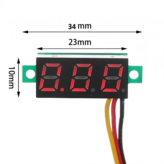 0.28inch 0-100V Three Wire DC Mini LED Display Voltmeter - Red 0.28inch 0-100V Three Wire DC Mini LED Display Voltmeter - Red