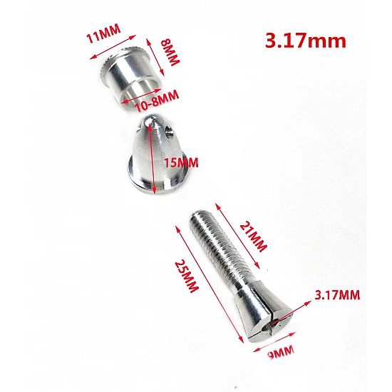 3.17mm RC Aluminum Bullet Propeller Adapter Holder for Brushless Motor (Collet Type) 3.17mm RC Aluminum Bullet Propeller Adapter Holder for Brushless Motor