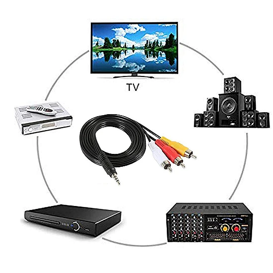 3.5mm Male Plug to 3 RCA Male Audio Video Cable 3.5mm Male Plug to 3 RCA Male Audio Video Cable