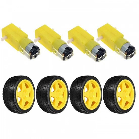 4 DC 200RPM 3-6v BO Gear Motor With 4 Plastic Tire Wheel Combo 4 DC 200RPM 3-6v BO Gear Motor With 4 Plastic Tire Wheel Combo
