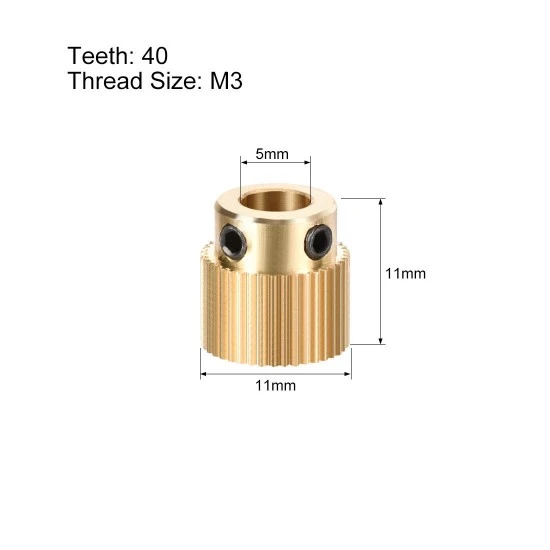 40 Teeth Brass Extrusion Wheel for 3D Printers 40 Teeth Brass Extrusion Wheel for 3D Printers