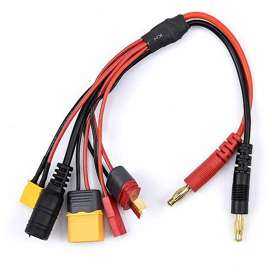 5 in 1 20cm 20AWG 4.0mm Banana Plug to XT60 XT30 DC5.5 T Plug Charger Adapter Cable 5 in 1 20cm 20AWG 4.0mm Banana Plug to XT60 XT30 DC5.5 T Plug Charger Adapter Cable