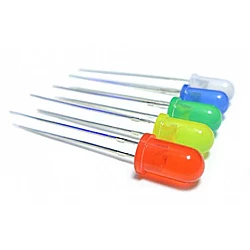 Pack of 25 - 5 Colours LEDs 5mm (White, Green, Red, Yellow and Blue)