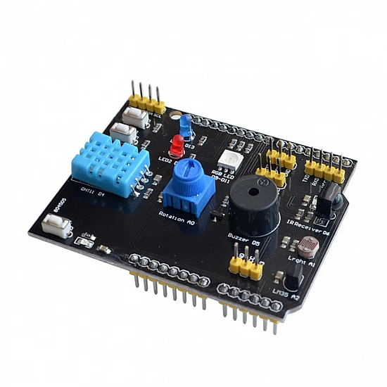 9IN1 Multifunction Arduino Shield DHT11/LM35/Buzzer/Humidity/Ir Receiver/Potentiometer/LED/Switch/LDR 9IN1 Multifunction Arduino Shield DHT11/LM35/Buzzer/Humidity/Ir Receiver/Potentiometer/LED/Switch/LDR Sensor Arduino