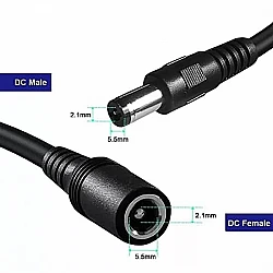 DC 5.5x2.1mm Male to Female Plug Connector Power Extension Cable - 0.5 Meter