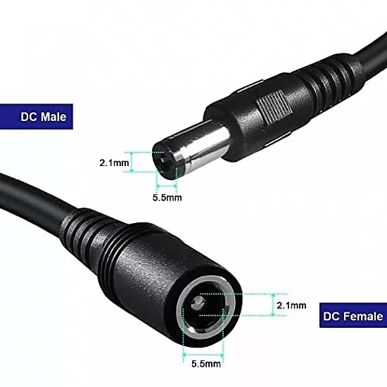 DC 5.5x2.1mm Male to Female Plug Connector Power Extension Cable - 0.5 Meter DC 5.5x2.1mm Male to Female Plug Connector Power Extension Cable - 0.5 Meter