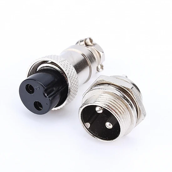 GX16 2-Pin Circular Aviation Socket Plug Male and Female Panel Connector GX16 2-Pin Circular Aviation Socket Plug Male and Female Panel Connector