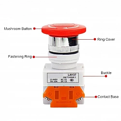 LAY37 02ZS 2 Normally Closed Self-Locking 30mm Mushroom Head Emergency Stop Switch