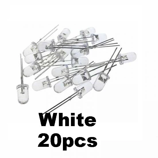 20pcs White Transparent LED Light Diode 5mm (Light Emitting Diod) - 20pcs White Transparent LED Light Diode 5mm (Light Emitting Diod) - Other -