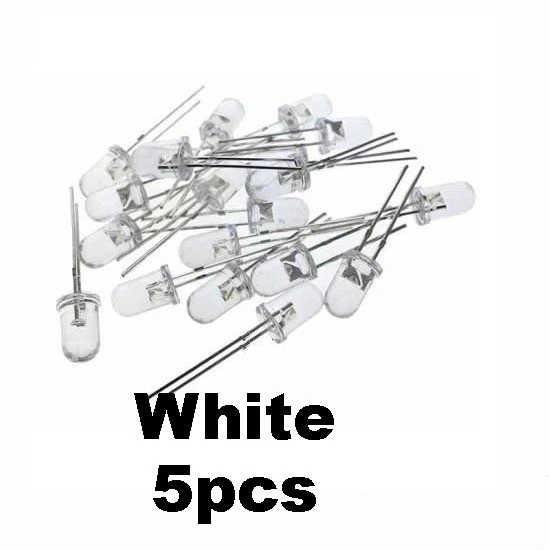 5pcs White Transparent LED Light Diode 5mm (Light Emitting Diod) - 5pcs White Transparent LED Light Diode 5mm (Light Emitting Diod) - Other -