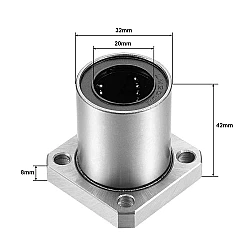 LMK20UU 20mm Square Flange Linear Motion Bearing 