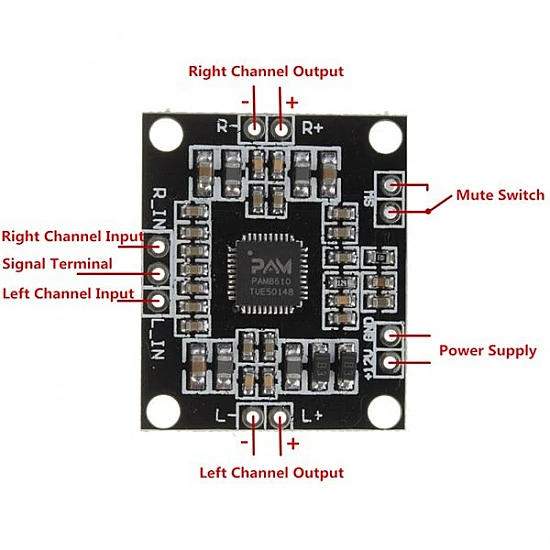 PAM8610 Dual Channel Digital Stereo Class-D Amplifier Board 2x15W Output PAM8610 Dual Channel Digital Stereo Class-D Amplifier Board 2x15W Output