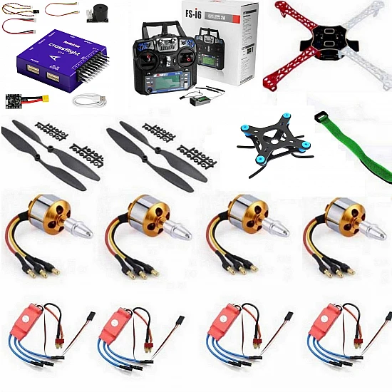 Quadcopter Drone Combo with radiolink Crossflight Kit (Motor + ESC + Propeller + Flight Controller + Frame + TX-RX Flysky FSi6+ Power module + Belt) | ImportDukan Quadcopter Drone Combo with radiolink Crossflight Kit (Motor + ESC + Propeller + Flight Controller + Frame + TX-RX Flysky FSi6+ Power module + Belt) | ImportDukan