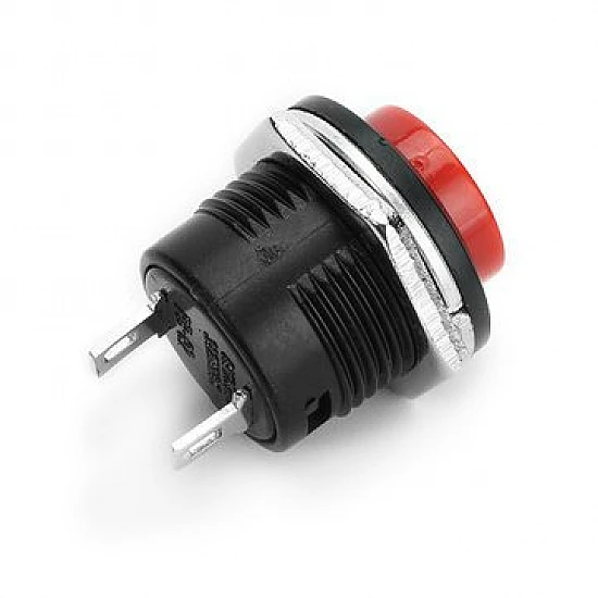 R13-507 16MM 2 Pin Self-Reset Round Cap Push Button Switch - Red R13-507 16MM 2 Pin Self-Reset Round Cap Push Button Switch - Red