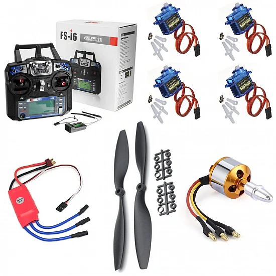 RC Aeroplane Kit ( Motor + ESC + Propeller + Servo + TX-RX (FSI6)) RC Aeroplane Kit ( Motor + ESC + Propeller + Servo + TX-RX (FSI6))