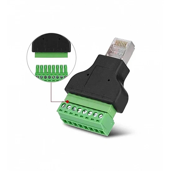 RJ45 Male to 8 Pin Screw Terminal Adaptor RJ45 Male to 8 Pin Screw Terminal Adaptor