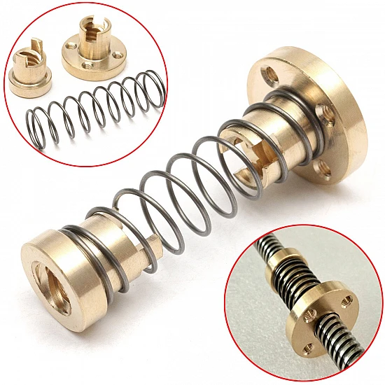 T8 Anti-backlash Spring Loaded Nut For 8mm Threaded Rod Lead Screw T8 Anti-backlash Spring Loaded Nut For 8mm Threaded Rod Lead Screw