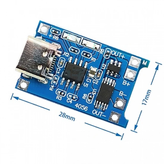 TP4056 1A Li-ion lithium Battery Charging Module with Current Protection – Type C TP4056 1A Li-ion lithium Battery Charging Module with Current Protection – Type C