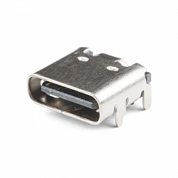 USB3.1 Type-C 6Pin SMD Female Socket Connector with 4 Fixed Feet | Without shrapnel