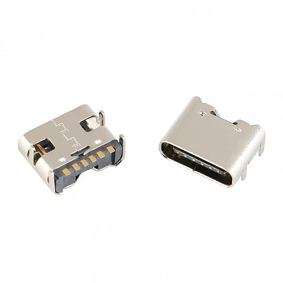 USB3.1 Type-C 6Pin SMD Female Socket Connector with 4 Fixed Feet | Without shrapnel USB3.1 Type-C 6Pin SMD Female Socket Connector with 4 Fixed Feet | Without shrapnel