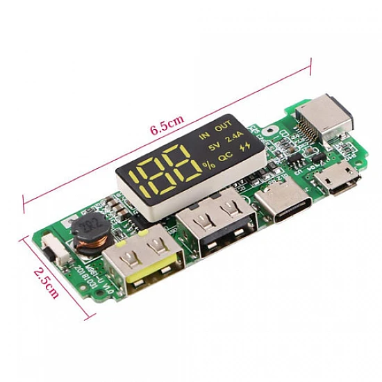 18650 5V 2.4A Lithium Battery Digital Display Charging Module with Dual USB Display Booster Module 18650 5V 2.4A Lithium Battery Digital Display Charging Module with Dual USB Display Booster Module
