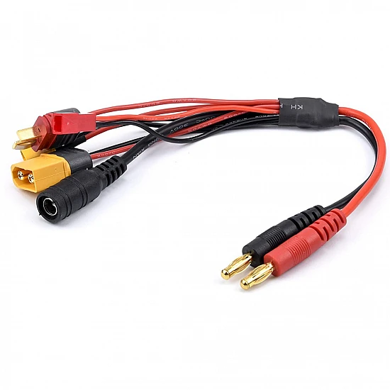 5 in 1 20cm 20AWG 4.0mm Banana Plug to XT60 XT30 DC5.5 T Plug Charger Adapter Cable 5 in 1 20cm 20AWG 4.0mm Banana Plug to XT60 XT30 DC5.5 T Plug Charger Adapter Cable