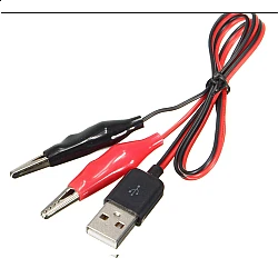 Red Black Alligator Test Clips to USB Male Connector Cable