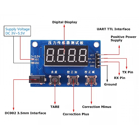 HX711 Digital Display Electronic Scale Weighing Pressure Sensor Module HX711 Digital Display Electronic Scale Weighing Pressure Sensor Module