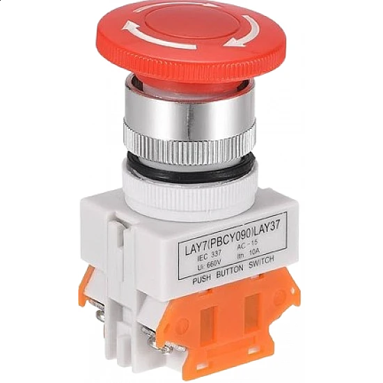 LAY37 02ZS 2 Normally Closed Self-Locking 22mm Mushroom Head Emergency Stop Switch LAY37 02ZS 2 Normally Closed Self-Locking 22mm Mushroom Head Emergency Stop Switch