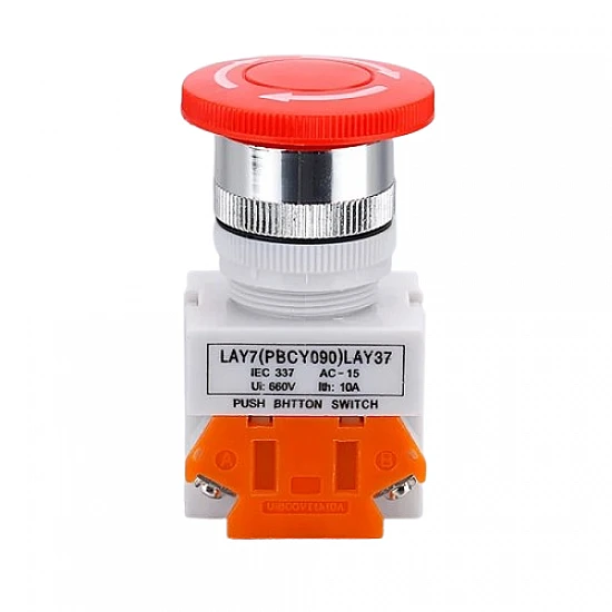 LAY37 02ZS 2 Normally Closed Self-Locking Mushroom Head Emergency Stop Switch LAY37 02ZS 2 Normally Closed Self-Locking Mushroom Head Emergency Stop Switch