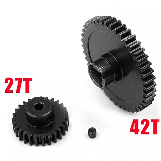 Metal Diff Main Gear 42T + Motor Gear 27T WLtoys A959-B 1:18 Metal Diff Main Gear 42T + Motor Gear 27T WLtoys A959-B 1:18