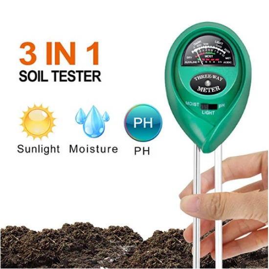 Three-Way Soil Meter For Moisture, Light Intensity and pH Testing Meter Three-Way Soil Meter For Moisture, Light Intensity and pH Testing Meter